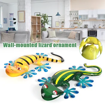 

Newly Metal Gecko Wall Art with Shaking Head Large Garden Wall Decor Sculpture Wall-Mounted Hang for Indoor Outdoor Home