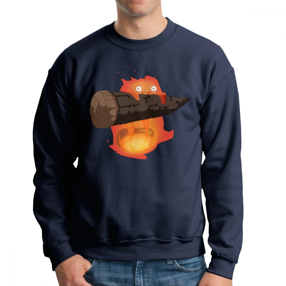 Howl's движущийся замок Calcifer милые мужские толстовки с длинными рукавами для отдыха хлопковые Пуловеры Одежда