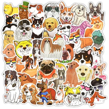 

Waterproof Cute Animal Cartoon Dog Stickers Cartoon Corgi Dachshund Vinyl Stickers for Kids Water Bottle Laptop Suitcase 50Pcs