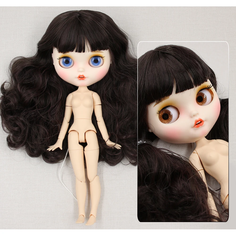 Neo Blythe Doll with Brown Hair, White Skin, Matte Smiling Face & Custom Jointed Body 1