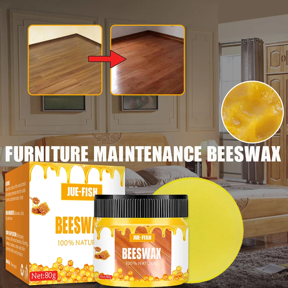 Solid Organic Natural Pure Bee-wax Wood Wax Polisher Waterproof Furniture  Care Maintenance Beeswax for Household