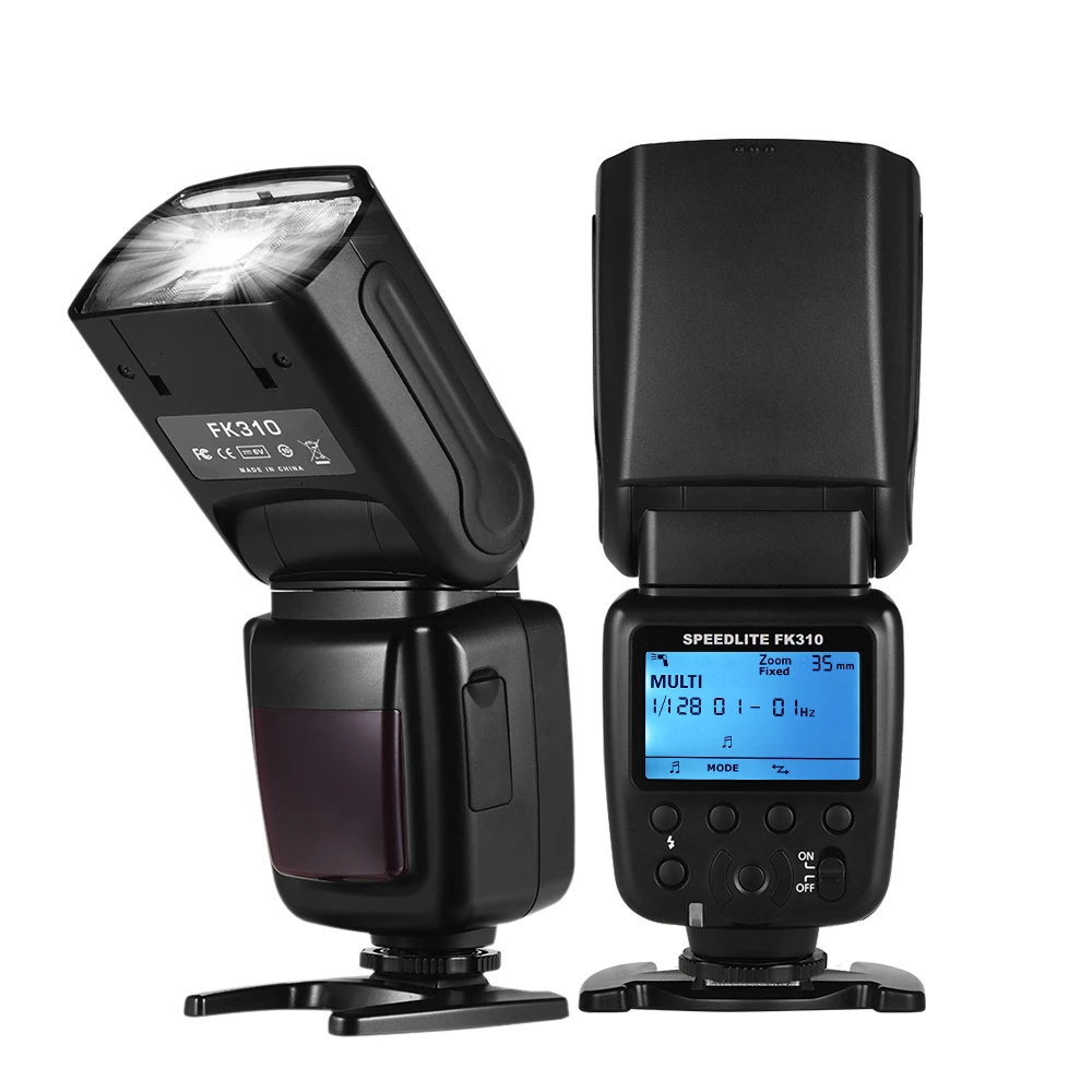 Fk310 Universal Wireless Camera Flash Light Speedlite Gn33 Lcd Display