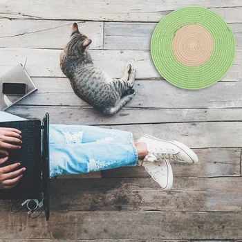 

1PC Pet Mat Round Scratching Durable Practical Cotton Knitted Grinding Mat Pet Supplies Scratcher for Pet Kitten Cat