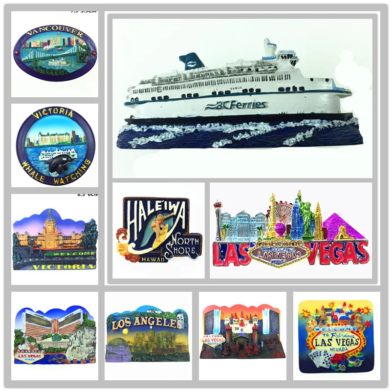 

USA Las vegas Victoria Etc. 3D Fridge Magnets Tourism Souvenir Refrigerator Magnetic Sticker Decoration Collection Gift