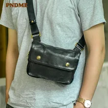 

PNDME casual designer natural real leather men multifunctional small chest bag fashion outdoor daily youth sports crossbody bag