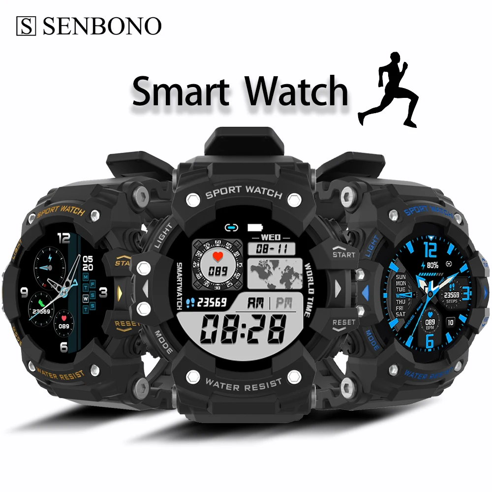 Смарт-часы SENBONO LC11 мужские водостойкие IP68 Spo2/HR/BP | Электроника