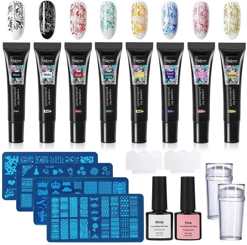 Nail Stamping Gel 8PCS 8ml Soak Off Oil Varnish Nail Gel DIY Printing
