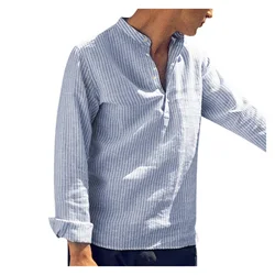 2022new 2021 novo algodão manga longa camisas dos homens primavera outono listrado fino ajuste gola camisa roupas masculinas mais tamanho