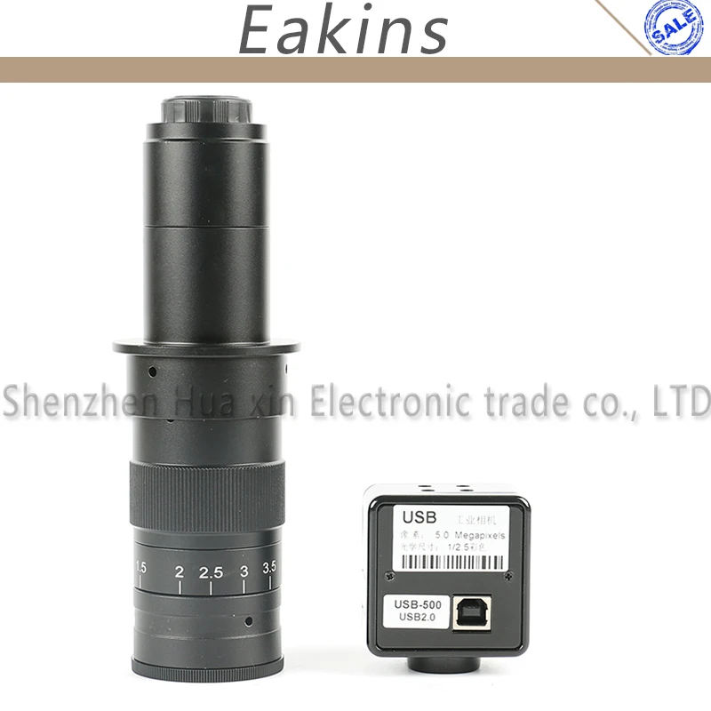 

5.0MP USB Video Camera Electronic Digital Eyepiece Microscope Free Driver Measurement Software High Resolution+180X C-MOUNT Lens