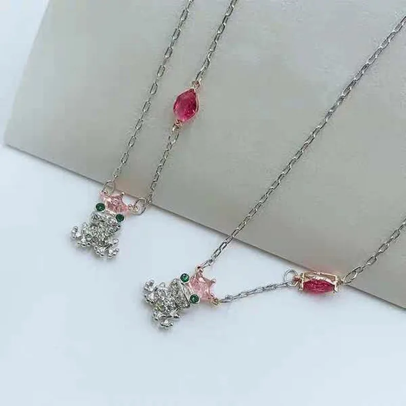 Популярные аксессуары в Европе и Америке, элементы Swarovski, зеленые глаза, лягушка, принц, ожерелье, губы, красное ожерелье, модное ювелирное изделие
