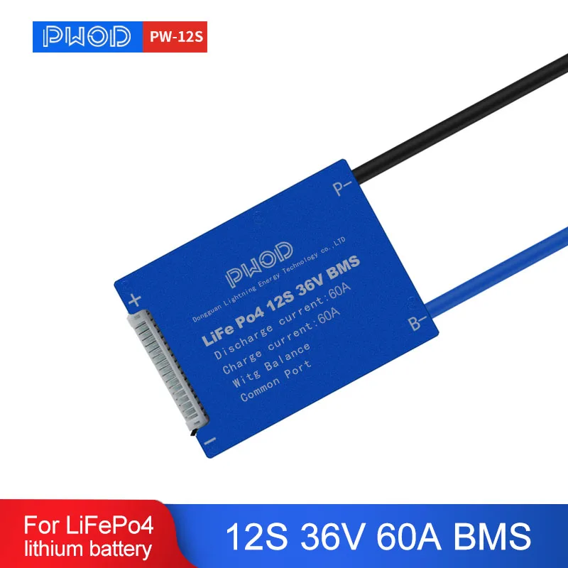 12S 36V LiFePo4 Smart BMS 15A 20A 30A 40A 50A 60A с многофункциональной защитой для электровелосипеда