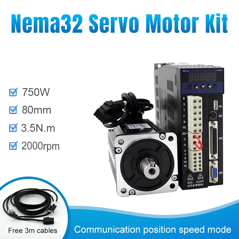 

750w Nema32 80mm frame 3.5n.m 80ST-03520 kits for cable ac servo motor servo drive