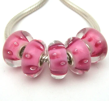 

JGWG2136 5X 100% Authenticity S925 Sterling Silver Beads Murano Glass beads Fit European Charms Bracelet diy jewelry Lampwork