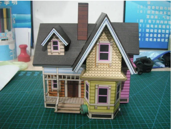 UP Flying Cabin 3D Paper Model Small Mooden House DIY Handwork Toy For Kid Children 2