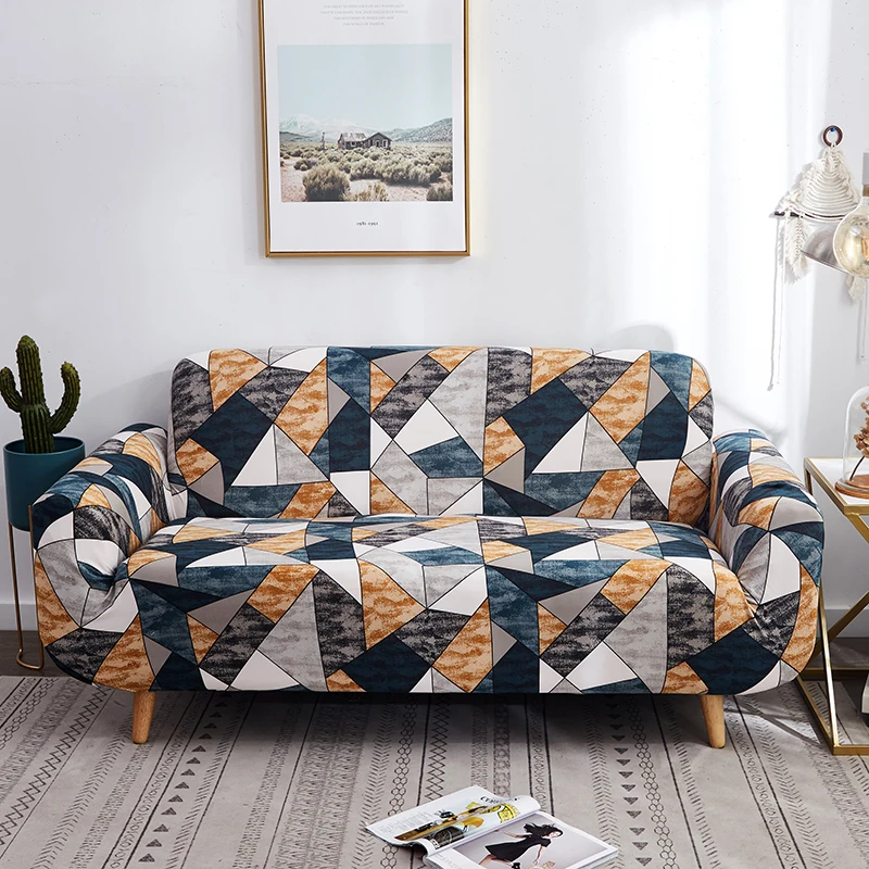 Универсальный Эластичный чехол для дивана из спандекса в форме L с геометрическим принтом, эластичные чехлы для диванов, Защитные чехлы для диванов 2 E 3 Lugares