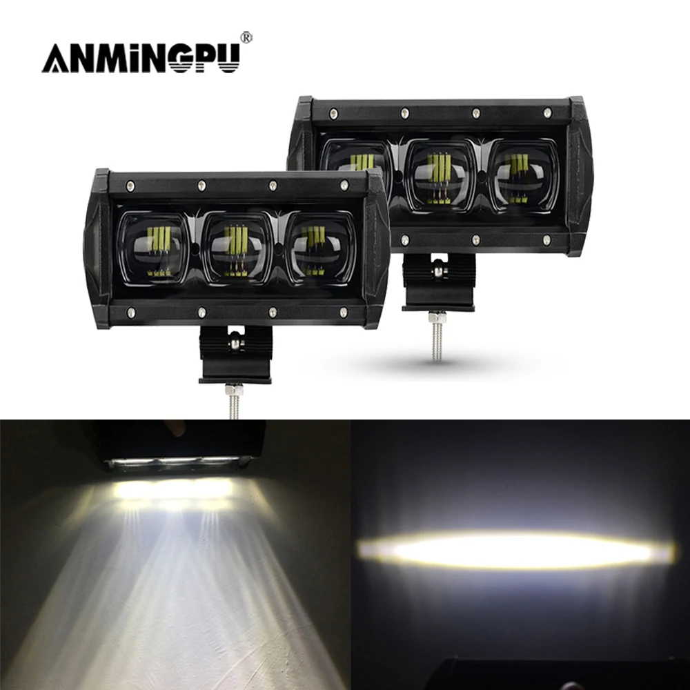 

ANMINGPU 60W 120W LED Light Bar Offroad 12V 24V 8" 14" Spotlight LED Bar Work Light for Auto 4x4 Atv Truck Trailer Car Headlight