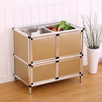

Simple aluminum dishwashing dishwashing kitchen sink cabinet Stainless steel single basin Double basin cupboard sideboard