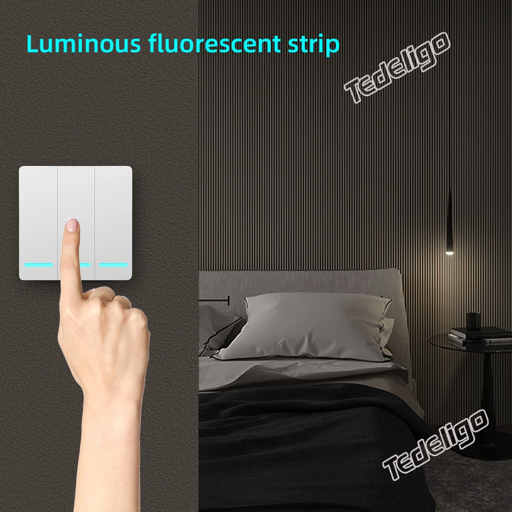 Wireless Smart Light Switch RF 433MHz Remote Control Switch AC 95-250V 10A Module 86 Wall Panel for Bedroom,Gallery Lights Lamp