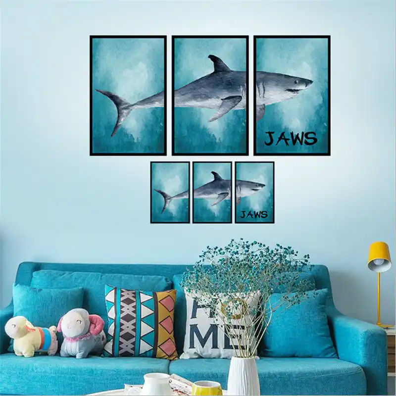 Bajo El Agua Peces Tiburon 3d De Pared De Habitacion De Los Ninos