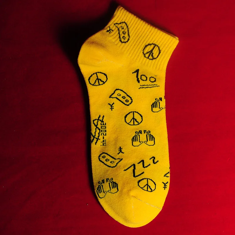 Yellow Symbol Хлопковые носки с героями мультфильмов для взрослых; Короткие Носки с рисунком руля; рисованная вручную краска; колесо для обеих рук; бумажная валюта; символ денег - Цвет: Yellow Symbol