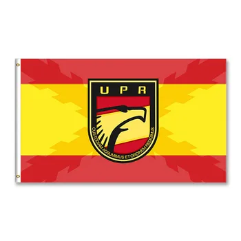 

Flag of Spain With the Burgundy Cross and UPR prevention and Spain police Flag