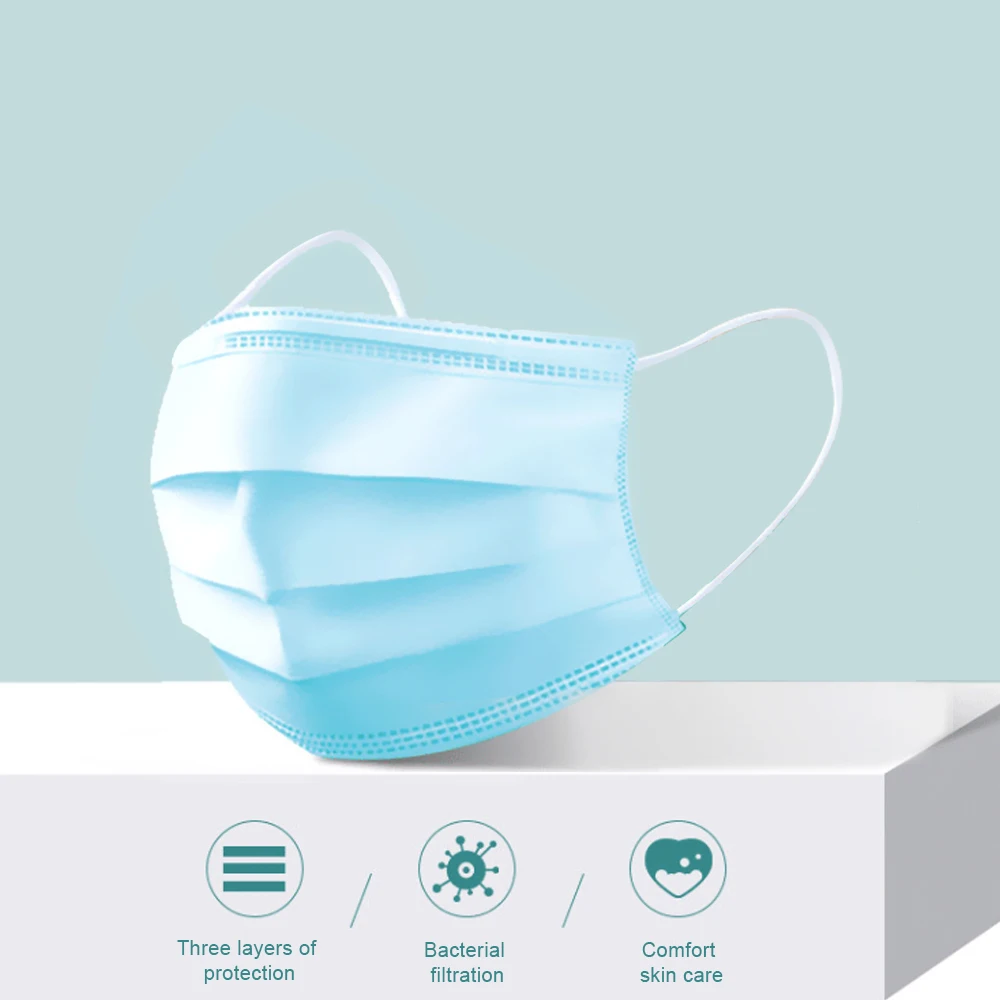 

100Pcs Disposable Dustproof mouth face Mouth Masks Anti PM2.5 Anti Influenza Breathing Safety Masks Face CareElastic N04095