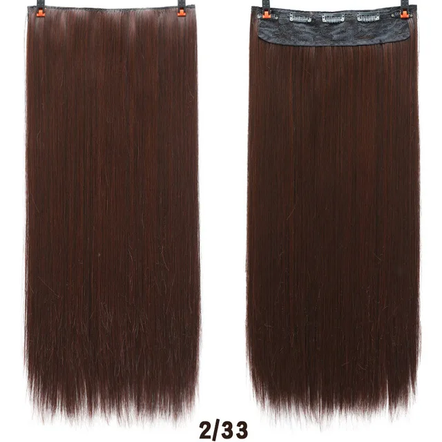 DIFEI Synthetic 24 Inch 5 Clip Long curly Women Clip in Hair Extensions Black Brown High Tempreture Hair Piece P18/22