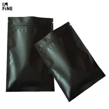 

100pcs Small Matt Black Aluminum Foil Ziplock Bag Metallic Mylar Black Zipper Bag Herbal Powder Sugar Food Packaging