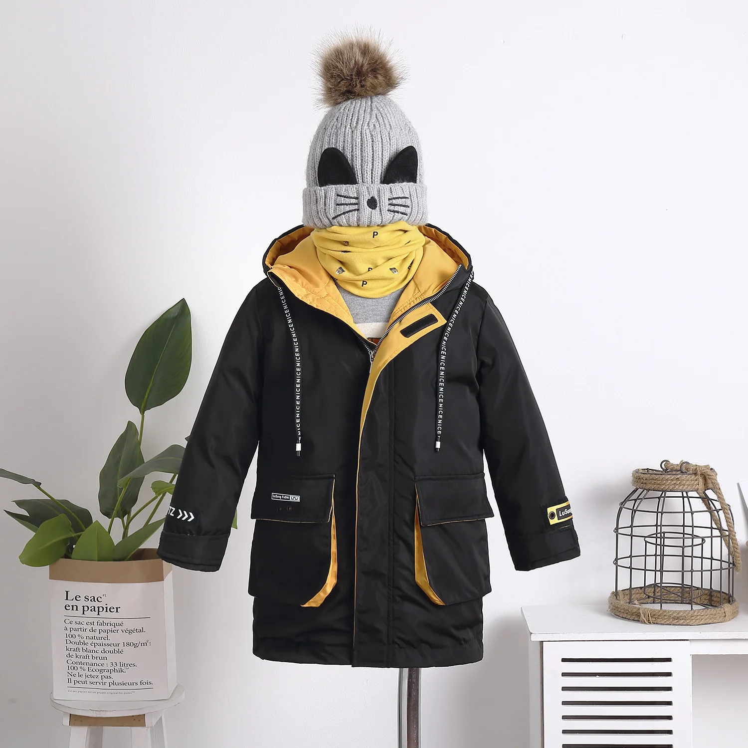 

2019 Winter Jacket for Boy Thick Children Two Sides Wear Coats Outerwear Warm Reversible Parka Hooded Teen clothing Kid Clothes
