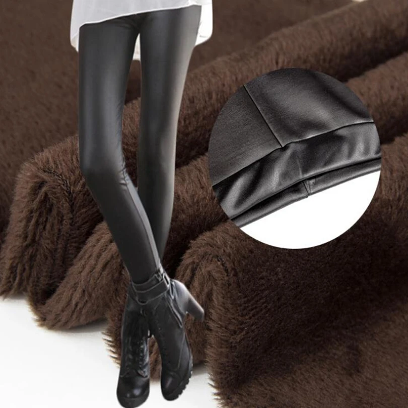 

Winter leggings women autumn warm leggings Fake leather Velvet pants Stretch Skinny sexy thickening black Leggings Pant