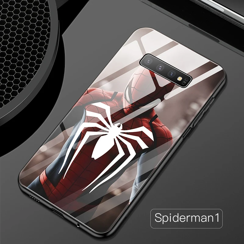 Чехол из стекла Marvel для Galaxy S8 9 Plus Note 8 9 человек-паук Капитан Америка Железный человек чехол для Galaxy S10 Plus Note10 Pro Coque - Цвет: Spiderman1