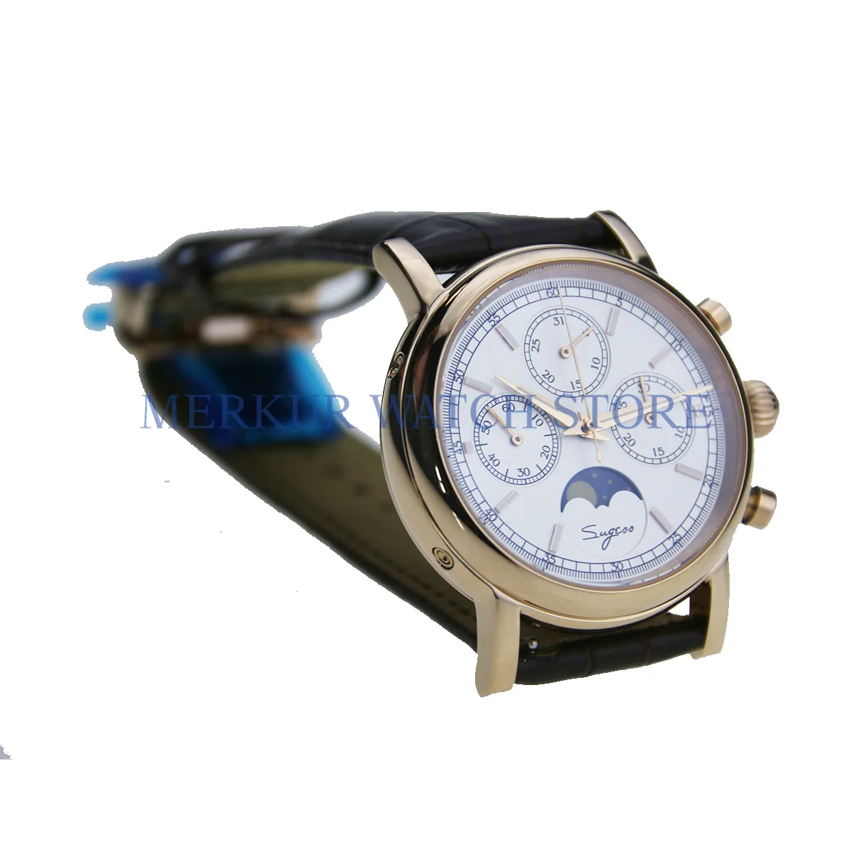 Sugess Luminour Dress Mens Luxury Seagull Movement Moonphase Calendar Mechnical Chronograph Watch