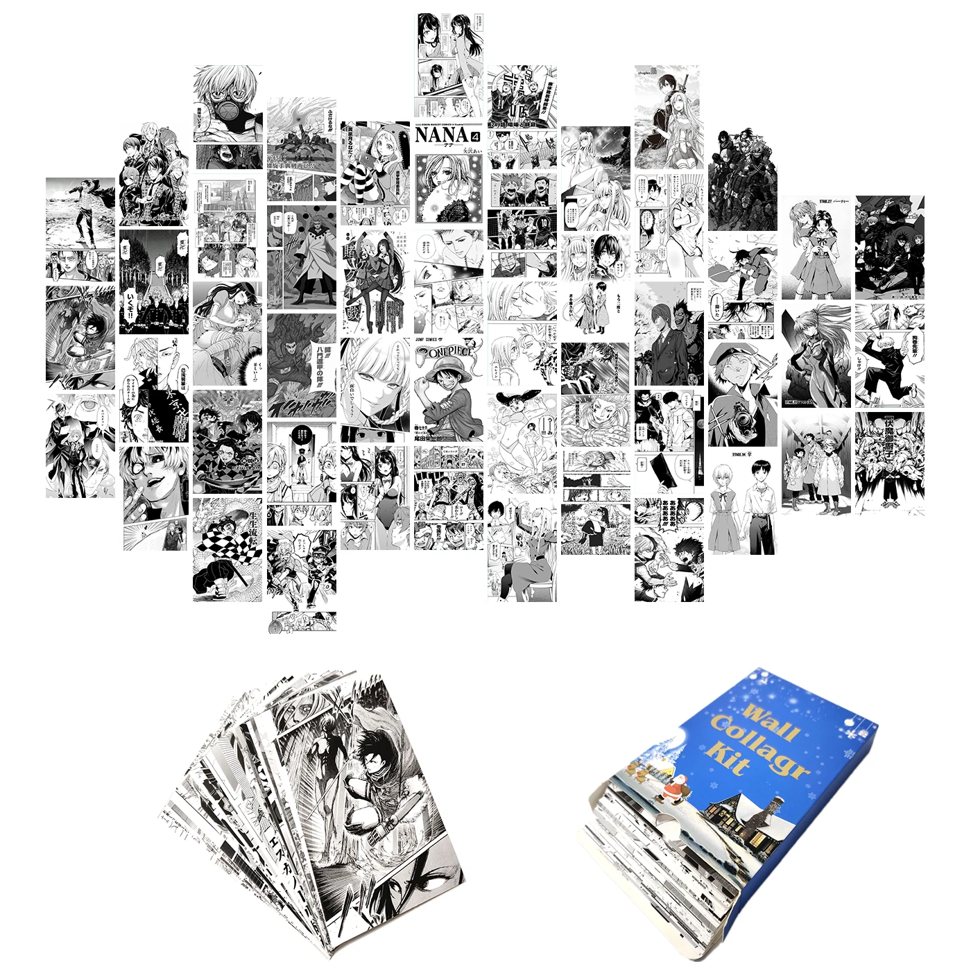 One Piece Anime with Mangas As Black and White Background