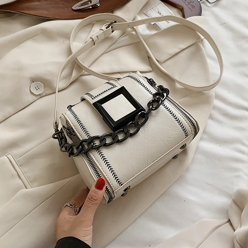 

Chaîne épaisse Mini PU cuir seau sacs pour femmes 2020 mode femmes tendances concepteur bandoulière sacs à main