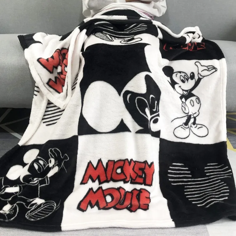 Супермягкое черно-белое легкое мягкое одеяло с Микки Маусом, 100x140 см для мальчиков и девочек