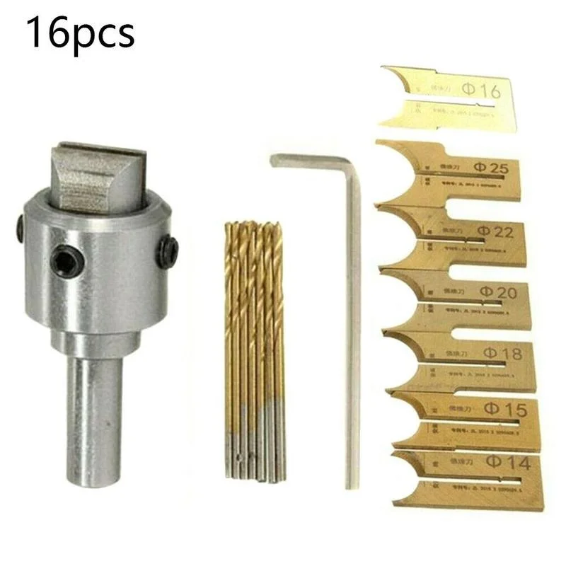 

16 Pcs/Set Carbide Wood Bead Maker Drill Bit Milling Cutter Set Woodworking Tool Kit 14/15/16/18/20/22/25m Wood Cutter Machine