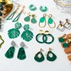 POXAM-pendientes llamativos coreanos para mujer, aretes colgantes geométricos acrílicos verdes, aretes de oro, joyería 2022 ► Foto 3/6