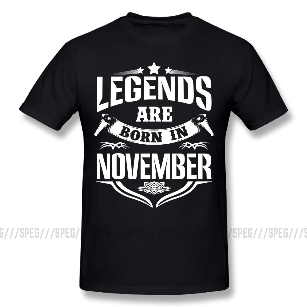 Мужские футболки Legends Are Born In November для гиков молодых людей с круглым вырезом на