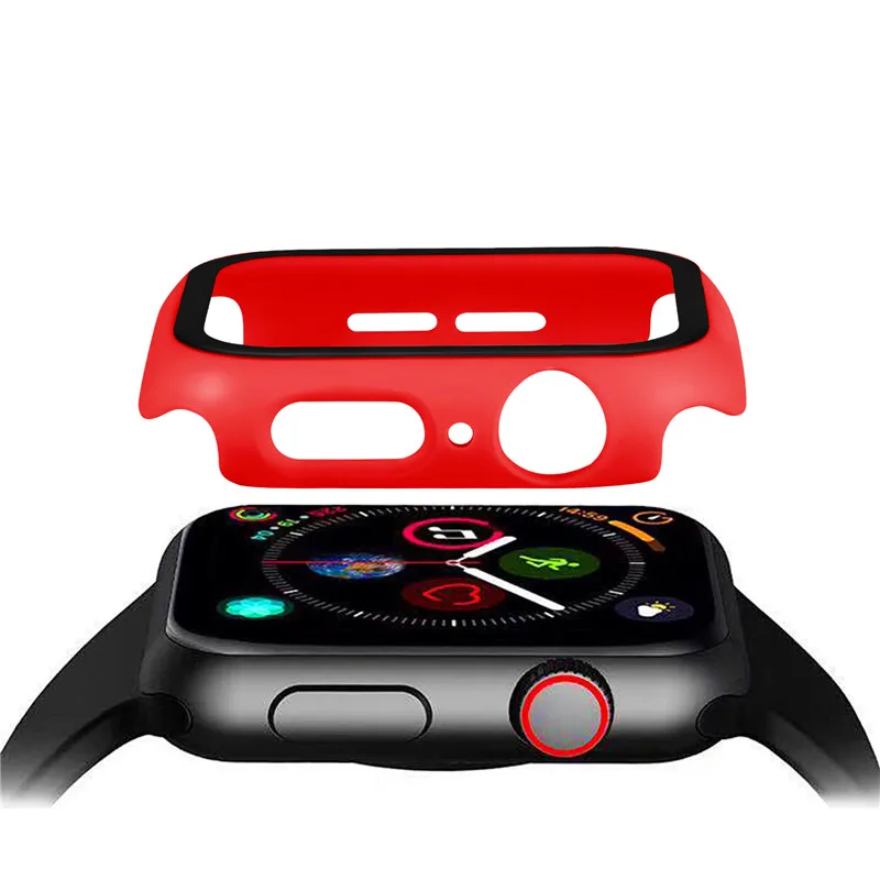 Красный Супер тонкий Чехол подходит для Apple Watch Series 5 4 3 2 Чехол с защитой экрана водонепроницаемый чехол для Iwatch 44 мм 42 мм 40 мм 38 мм - Цвет: Красный