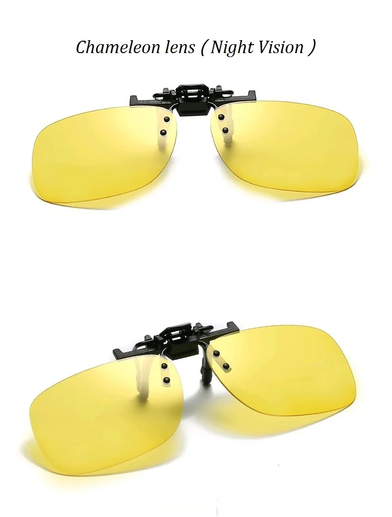 Фотохромные поляризованные солнцезащитные очки с клипсой, близорукие, для вождения, ночного видения, линзы, анти-UVA, анти-уфв, солнцезащитные очки с клипсой, UV400