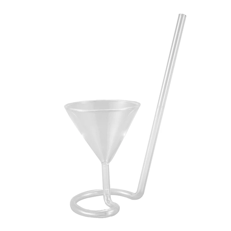 Creative Screw Spiral Straw Molecular Cocktail Glass Bar Party Wine Glass Martini Champagne Glass Wine Glass Charm