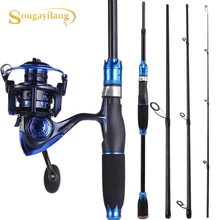 Sougayilang 4 секции приманки удочки Combos портативная Удочка 13+ 1BB алюминиевые спиннинговые Рыболовные катушки с запасной катушкой набор