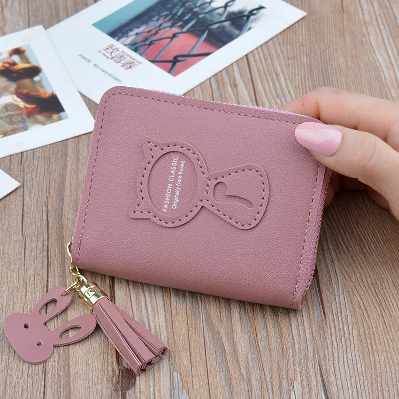 

Korean-style New Style Cat Purse Women's Short Tassels Zipper Wallet Mini Student Wallet