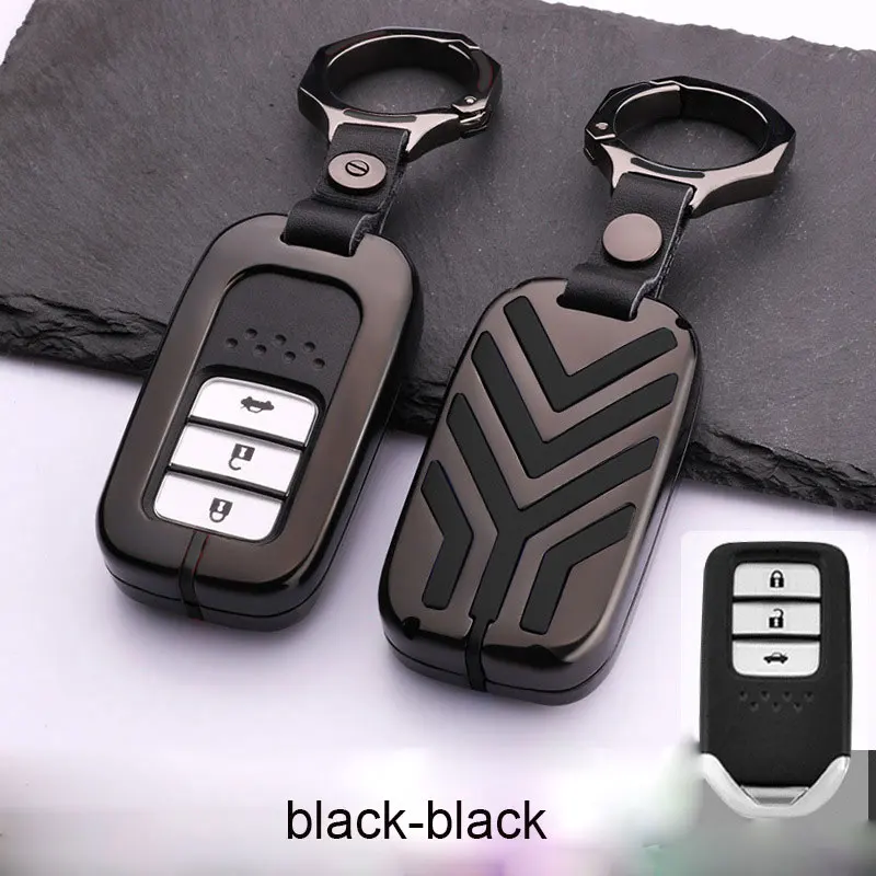 Цинковый сплав автомобиля дистанционного ключа чехол для Honda Civic Accord Pilot City C-RV Odyssey XRV Vezel CRIDER Spirior - Название цвета: black-black