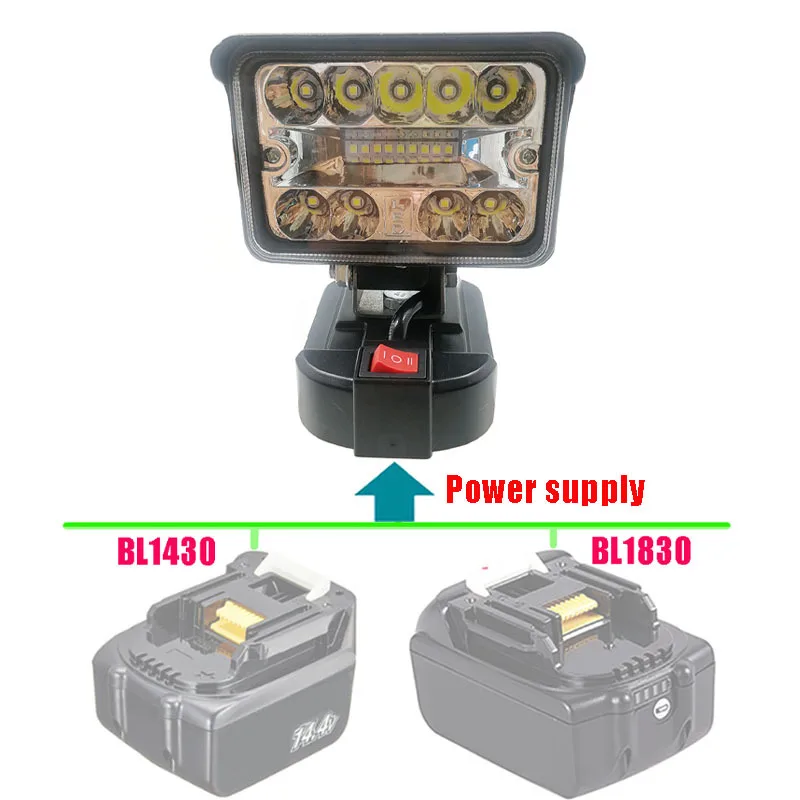 

For Makita Cordless LED Spotlight 18V 3/4/5/7inch LED Working Light Lamp Li-ion Battery Supply USB Outdoor Emergency Lighting