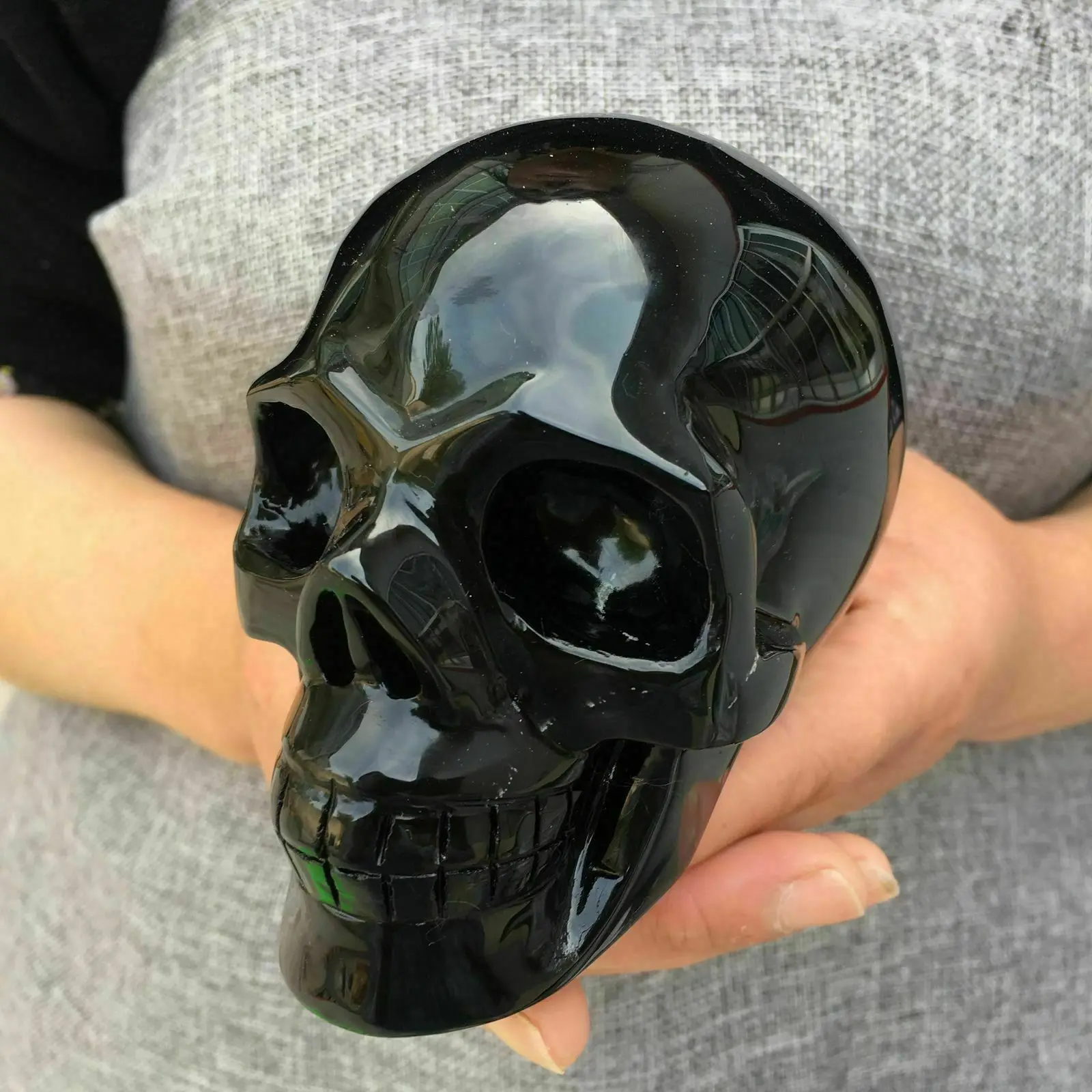 950-1050g Obsidian bone figurines, natural stone mineral sculpted realistic figurines heal home Decorative art collection 2
