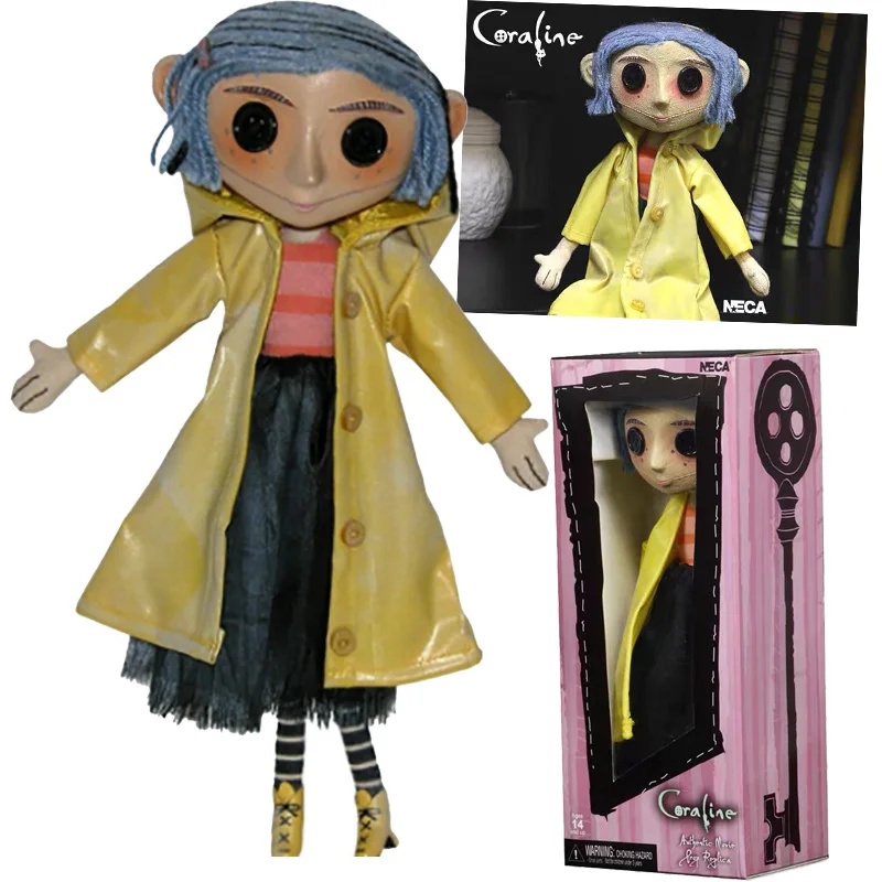 Coraline Doll NECA The Secret Door Coraline y la Puerta Secreta Raincoat  Coraline Action Figure Model Toys Doll For Gift