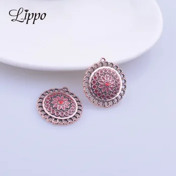 

12pcs 22*24mm Red Earring Connector Champagne Gold Enamel Ear Pendant Diy Wedding Earring Accessories