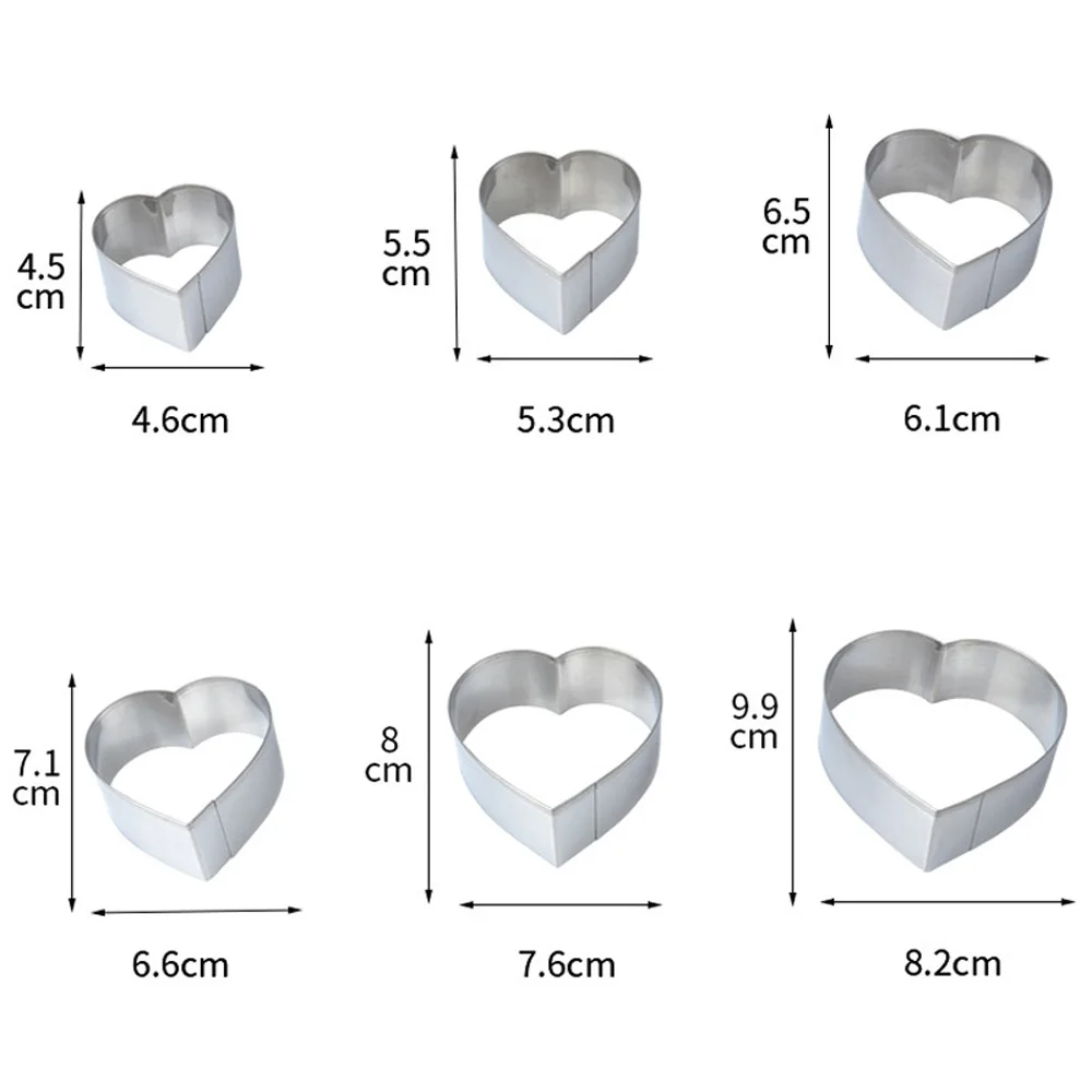 6 шт./компл. Нержавеющая сталь в форме сердца формы для печенья с резьбовой головкой, режущий инструмент для выпечки печенья печь металлические пресс-формы инструменты для самостоятельного декорирования