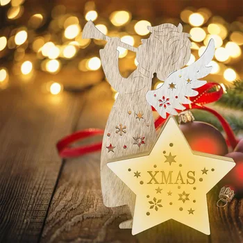 

New Hot Christmas Snow Man/Angel/Elk Decor Bauble LED Light Luminous Xmas Tree Ornaments